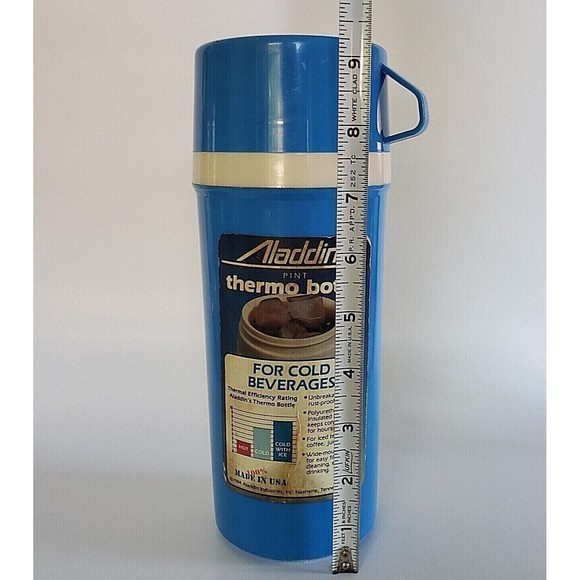 1984 Aladdin Thermo Bottle Cold Drink Beverage 1 pt Blue Thermos Ice Coffee/ Tea - Picture 8 of 8